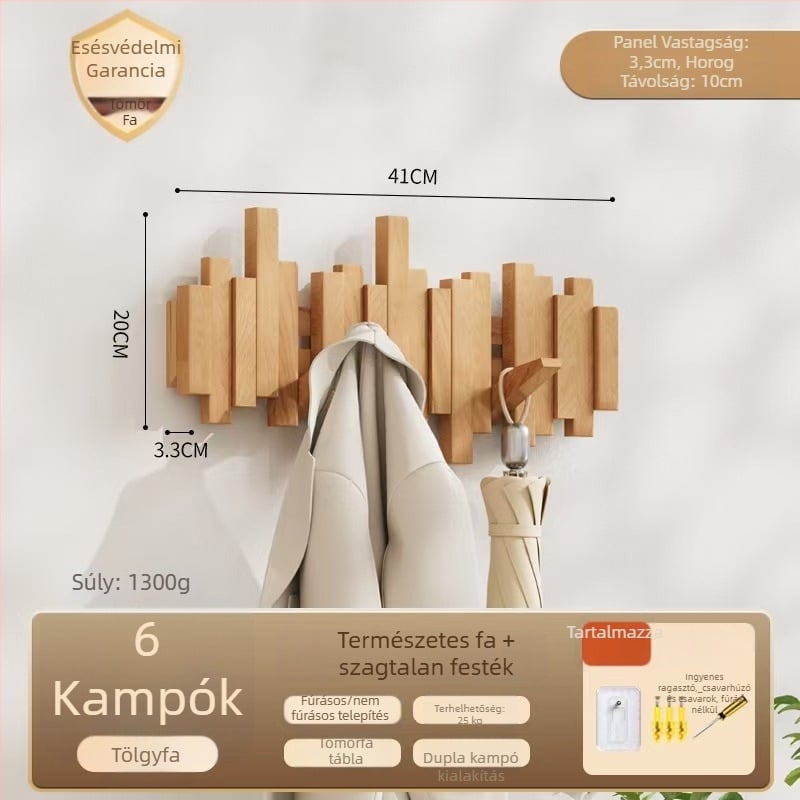 Zongora-stílusú ruhakasztó, falra szerelhető, lyukasztás nélküli, Zhejiang eredetű, modell B01