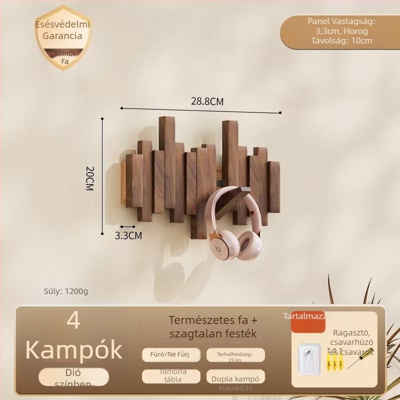 Zongora-stílusú ruhakasztó, falra szerelhető, lyukasztás nélküli, Zhejiang eredetű, modell B01