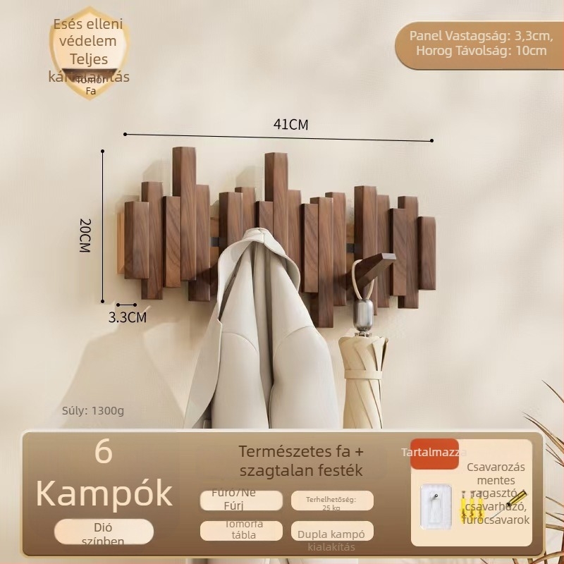 Zongora-stílusú ruhakasztó, falra szerelhető, lyukasztás nélküli, Zhejiang eredetű, modell B01