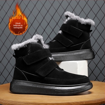Férfiaknak magas szárú téli hócsizma Velcro záródással, fleece bélés, vastag csúszásmentes gumitalp, téli használatra