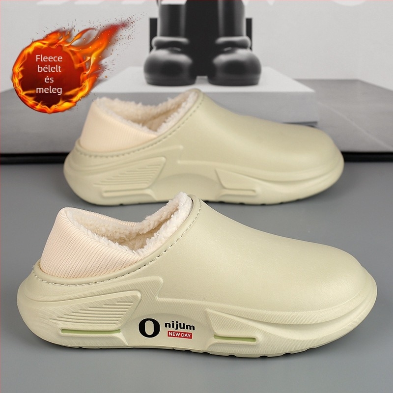 Téli uniszex EVA papucs otthonra, csúszásmentes, fleece-beléssel, vízálló