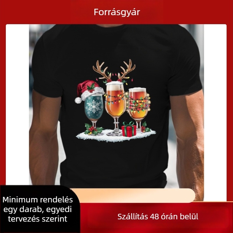 HOOK ON YOU Férfi pamut T‑shirt, kerek nyak, rövid ujjú, laza szabás, nyomtatott minta, Nyár 2024