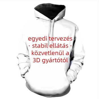 3D digitális nyomtatású kapucnis pulóver, 3D patch zseb, európai–amerikai stílus, poliészter 96%+
