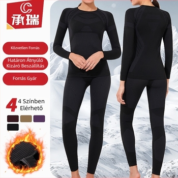 Női nejlon sportos termo alapréteg készlet – nedvességelvezető, gyorsan száradó, meleg, hosszú ujjú, kerek nyakú, varrat nélküli
