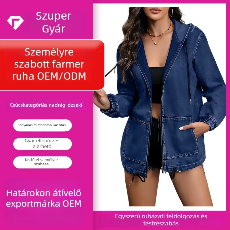 Női farmerdzseki, slim fit, hosszú ujjú, fő anyag: 81-90% pamut, bélés acetátrost 10-29%, hossz: 50-65 cm