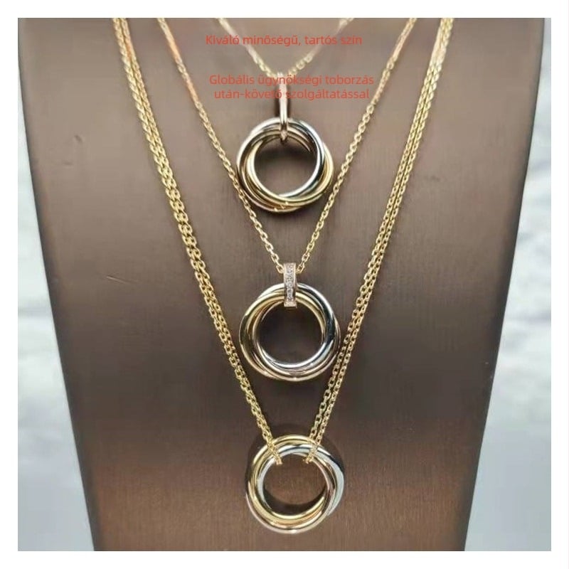 Nyaklánc O- alakú lánccal, medál V goldból, elektroplatírozás