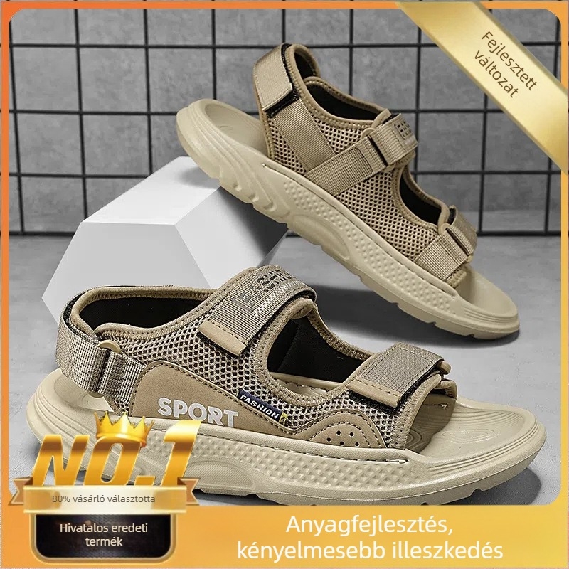 Férfiaknak szabadidős hálós strandpapucs nyitott lábujjakkal, légáteresztő, csúszásmentes