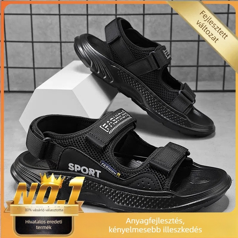Férfiaknak szabadidős hálós strandpapucs nyitott lábujjakkal, légáteresztő, csúszásmentes