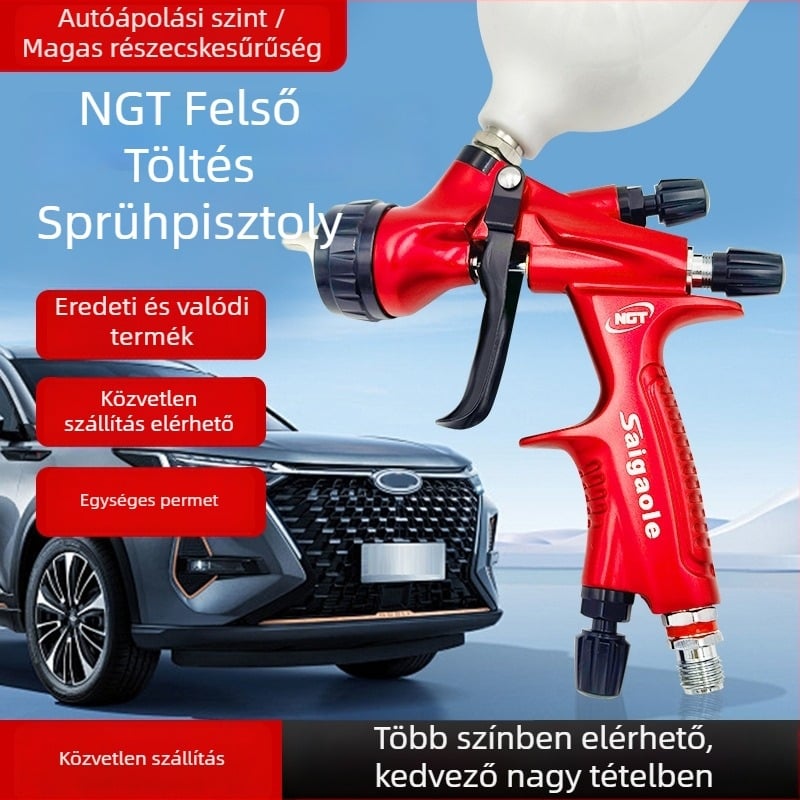 Saigaole Ngt Pot-típusú pneumatikus spray pisztoly – autóipari, bútor-, bőr és ipari felhasználásra; nagy atomizáció; kompatibilis víz-alapú festékekkel és lakkokkal; kézi permetező pisztoly