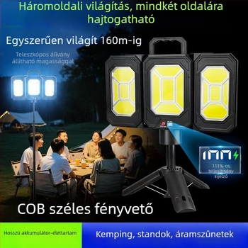 Kempinglámpa COB LED-del, IP44, 3.7V, üzemidő 6–12 óra, modell Td-2337lyd