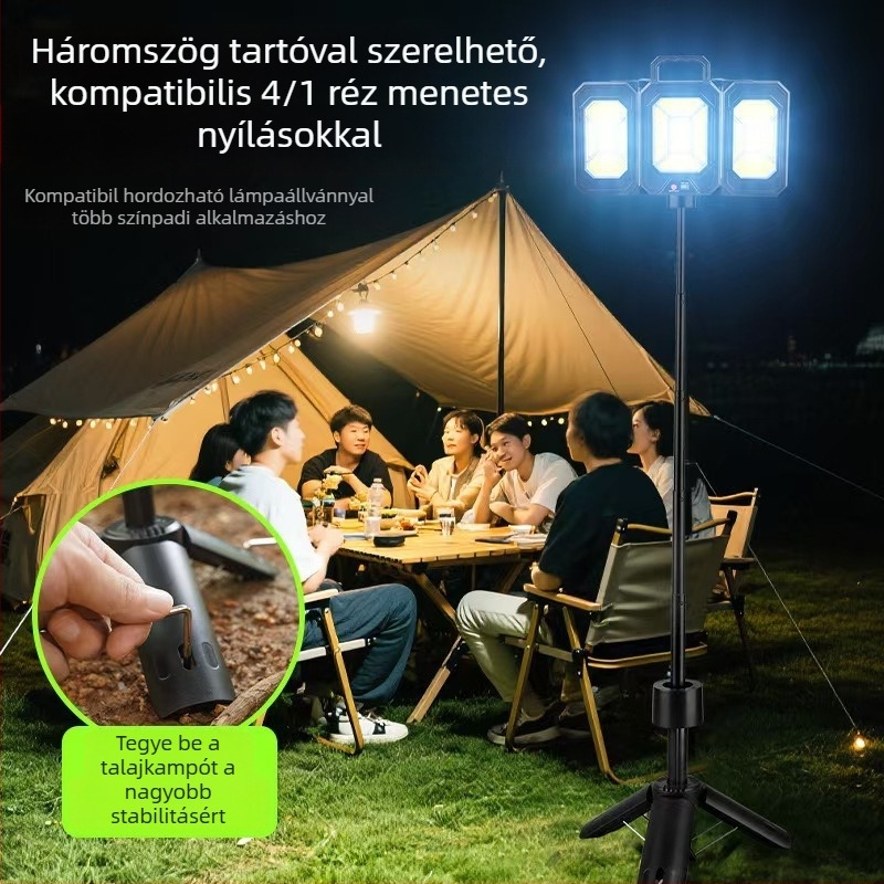 Kempinglámpa COB LED-del, IP44, 3.7V, üzemidő 6–12 óra, modell Td-2337lyd