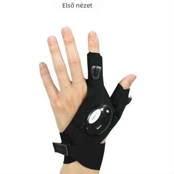 Nyylonból készült LED-es halászkesztyű beépített zseblámpával és ujjfénnyel éjszakai horgászatra és vészjavításokra