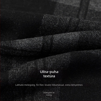 Férfi téli sál viszkóz szálból, kockás mintázat, közepes hosszúságú, vastag a melegen tartáshoz, 2025 téli