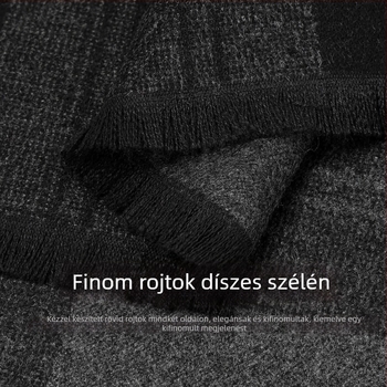 Férfi téli sál viszkóz szálból, kockás mintázat, közepes hosszúságú, vastag a melegen tartáshoz, 2025 téli