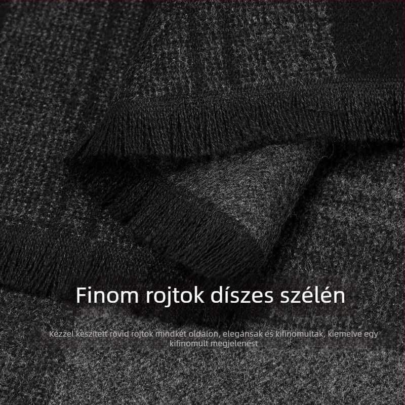 Férfi téli sál viszkóz szálból, kockás mintázat, közepes hosszúságú, vastag a melegen tartáshoz, 2025 téli