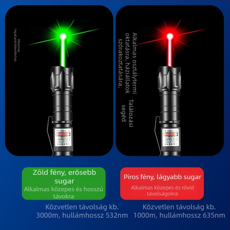 Que Chuang lézer pointer zseblámpa, infravörös fény, hosszú hatótáv, 18650-es akkumulátor
