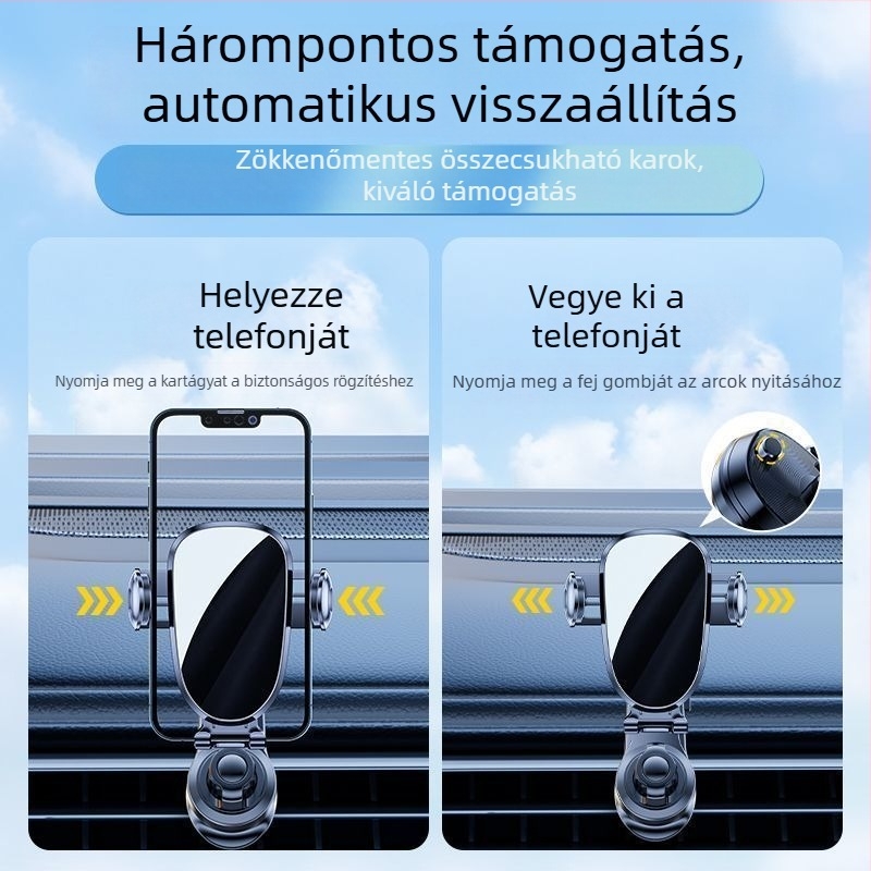 Universális autótelefon tartó a szellőzőnyílásra, rezgésmentes stabilizáció, vízszintes nézet, csendes, navigációs új modell