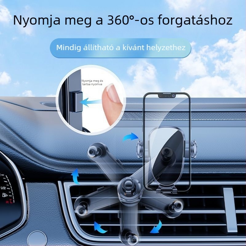 Universális autótelefon tartó a szellőzőnyílásra, rezgésmentes stabilizáció, vízszintes nézet, csendes, navigációs új modell
