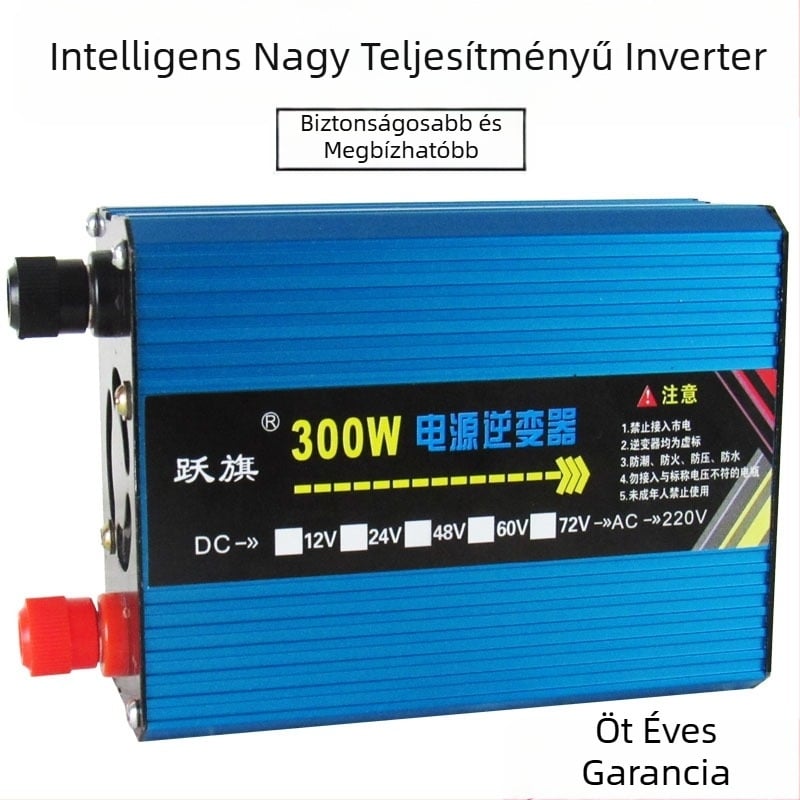 Inverter 12/24V bemenetről 220V-ra, 300W, tiszta szinuszos, autó/teherautó/otthoni használatra