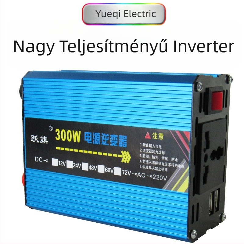 Inverter 12/24V bemenetről 220V-ra, 300W, tiszta szinuszos, autó/teherautó/otthoni használatra