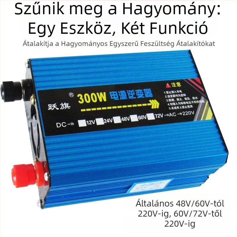 Inverter 12/24V bemenetről 220V-ra, 300W, tiszta szinuszos, autó/teherautó/otthoni használatra