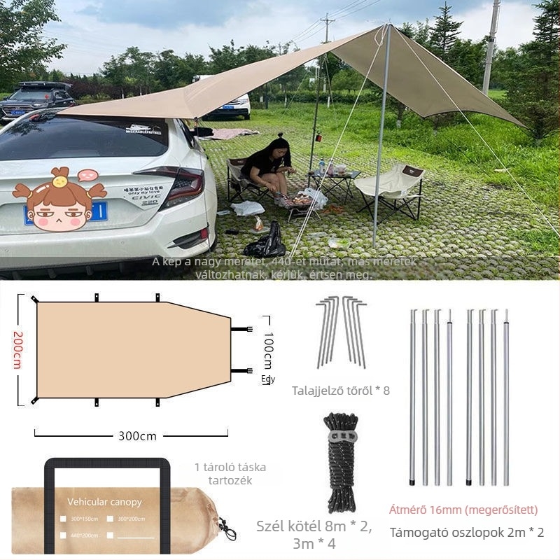 SUV oldalsó autóponyva — Oxford anyag, vízálló 2000mm, kültéri árnyékoló ponyva