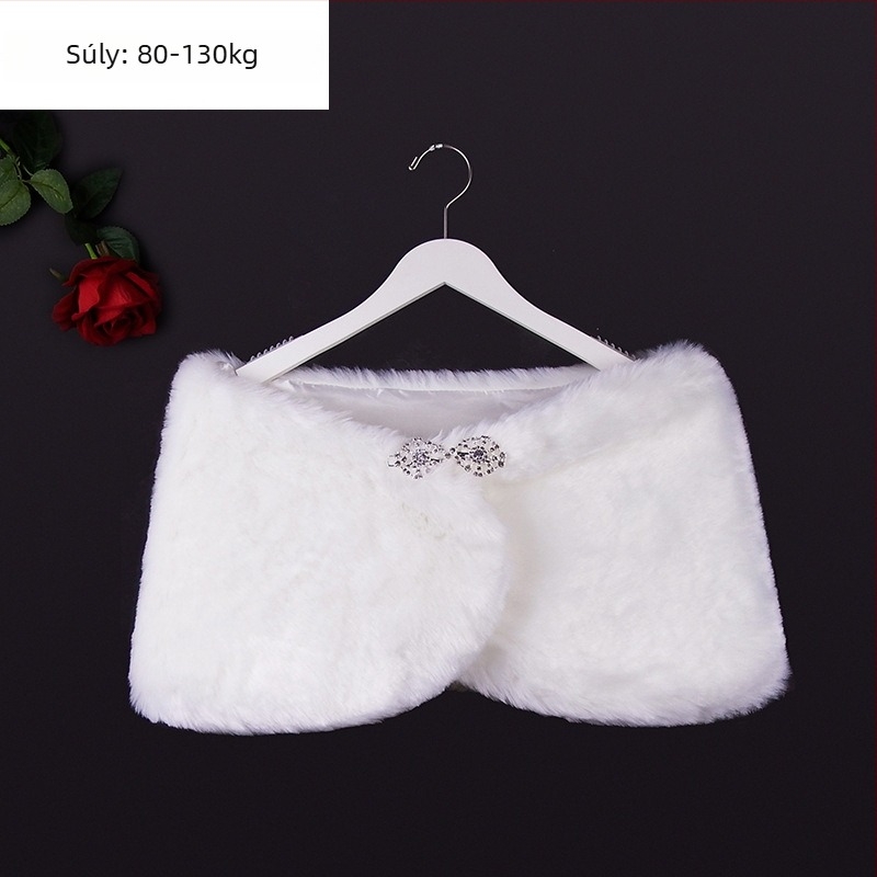 Téli menyasszonyi sál hosszú ujjú, műszőrme, monokróm mintázat, japán-koreai édes stílus