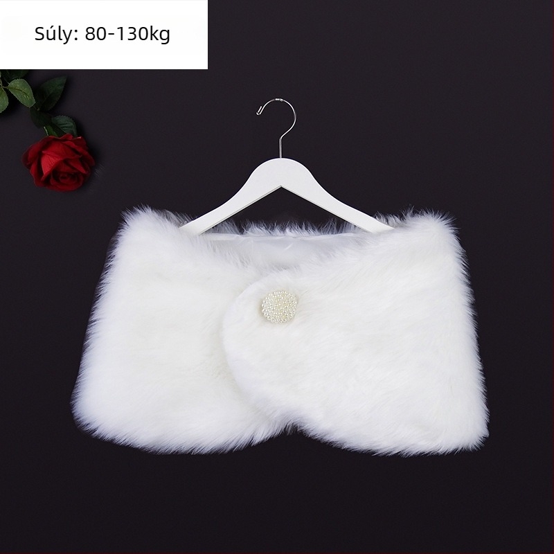 Téli menyasszonyi sál hosszú ujjú, műszőrme, monokróm mintázat, japán-koreai édes stílus