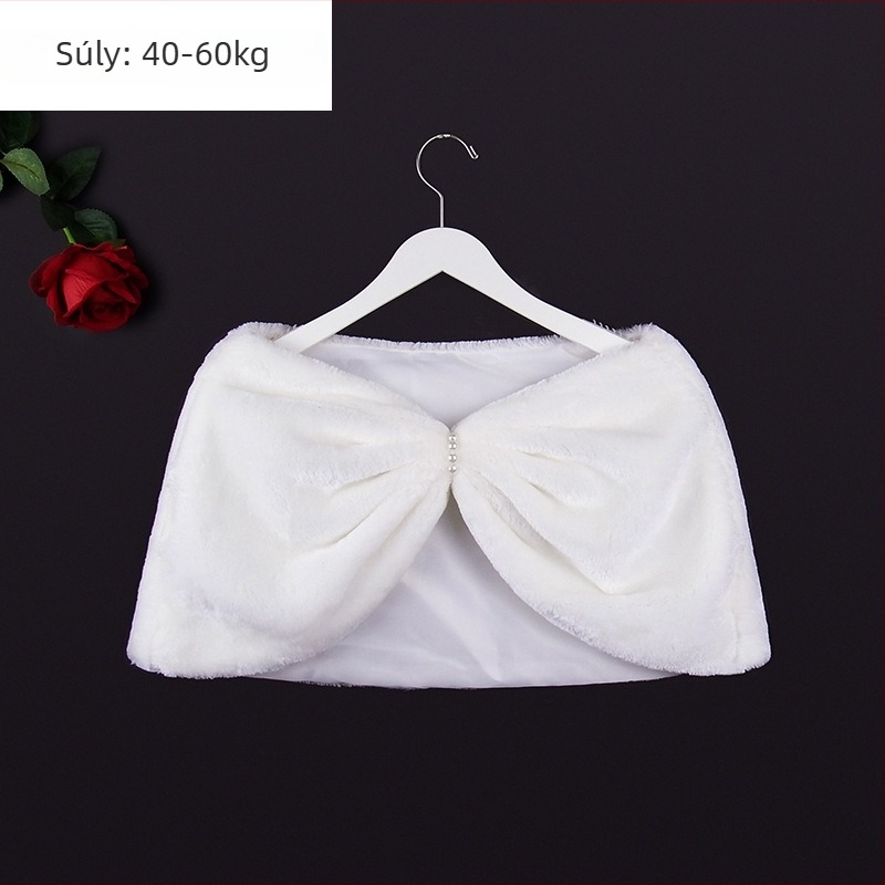 Téli menyasszonyi sál hosszú ujjú, műszőrme, monokróm mintázat, japán-koreai édes stílus