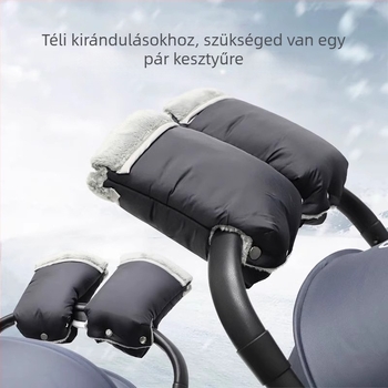 Babakocsihoz való kesztyű, vízálló, fleece béléses, téli használatra, szélvédett és vastagított