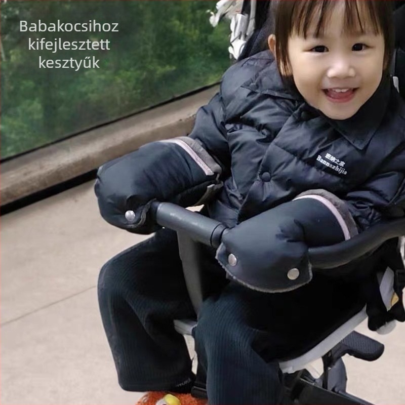 Babakocsihoz való kesztyű, vízálló, fleece béléses, téli használatra, szélvédett és vastagított