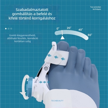 Techlove Hallux Valgus korrektor, modell MX3Q, PU anyag, Állítható gomb