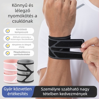 Könnyű, lélegző csuklóvédő hálós anyagból, ficam elleni rögzítés, kosárlabda és tollaslabda