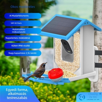 Intelligens madáretető AI felismeréssel, 5MP kamera és 2.5K felbontás, kültéri, alkalmazásvezérlés, levehető, beépített 5000mAh akkumulátor