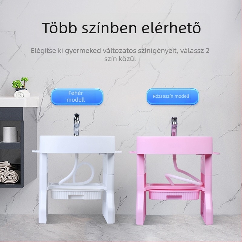 OUNINBEAR Gyermekek álló mosdóállvány — kézmosás, arcmosás és fogkefével edzés; anyag: PP műanyag; logó nyomtatás; testreszabás; licencelt magáncímke