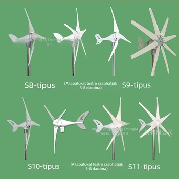 S5 típusú vízszintes tengelyű szélturbina, 300W, 6 lapát, 12/24/48V, CE tanúsított