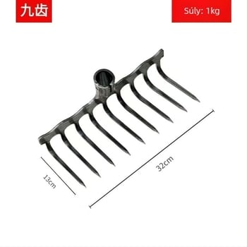 Teljesen acélból készült, hőkezelt, integrált lapos gereblye talaj lazításához