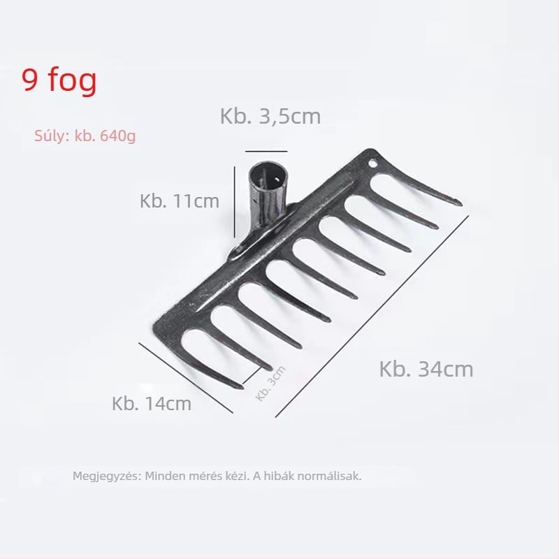 Teljesen acélból készült, hőkezelt, integrált lapos gereblye talaj lazításához