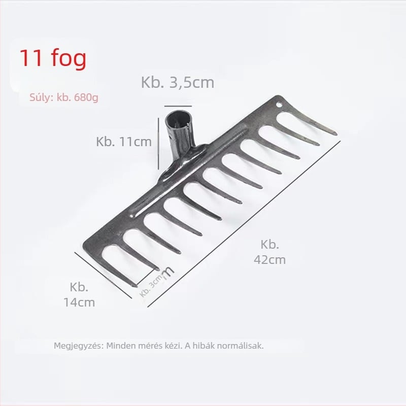 Teljesen acélból készült, hőkezelt, integrált lapos gereblye talaj lazításához