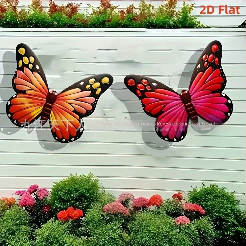 Fából készült napfényes pillangó kertfalikép – sík falikép, 1 db, dekoratív