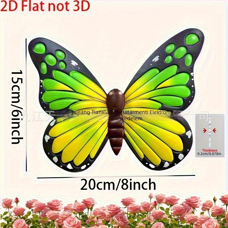 Fából készült napfényes pillangó kertfalikép – sík falikép, 1 db, dekoratív