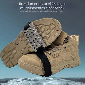 26-dontos jégcsipők cipőre, csúszásmentes, könnyű, hó- és jégfelületekhez