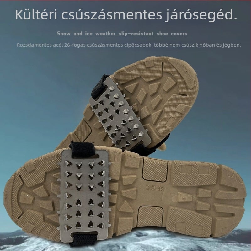 26-dontos jégcsipők cipőre, csúszásmentes, könnyű, hó- és jégfelületekhez