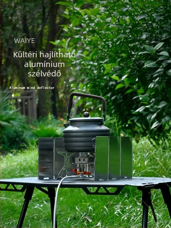 Kültéri összecsukható alumínium szélvédő tűzhelyhez, 9-darabos mini készlet