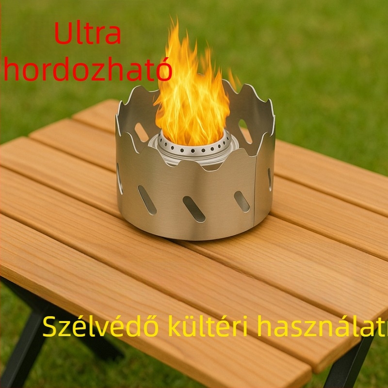 Háromrészes rozsdamentes acél kemping főzőszélvédő, összecsukható, hordozható, 40 g