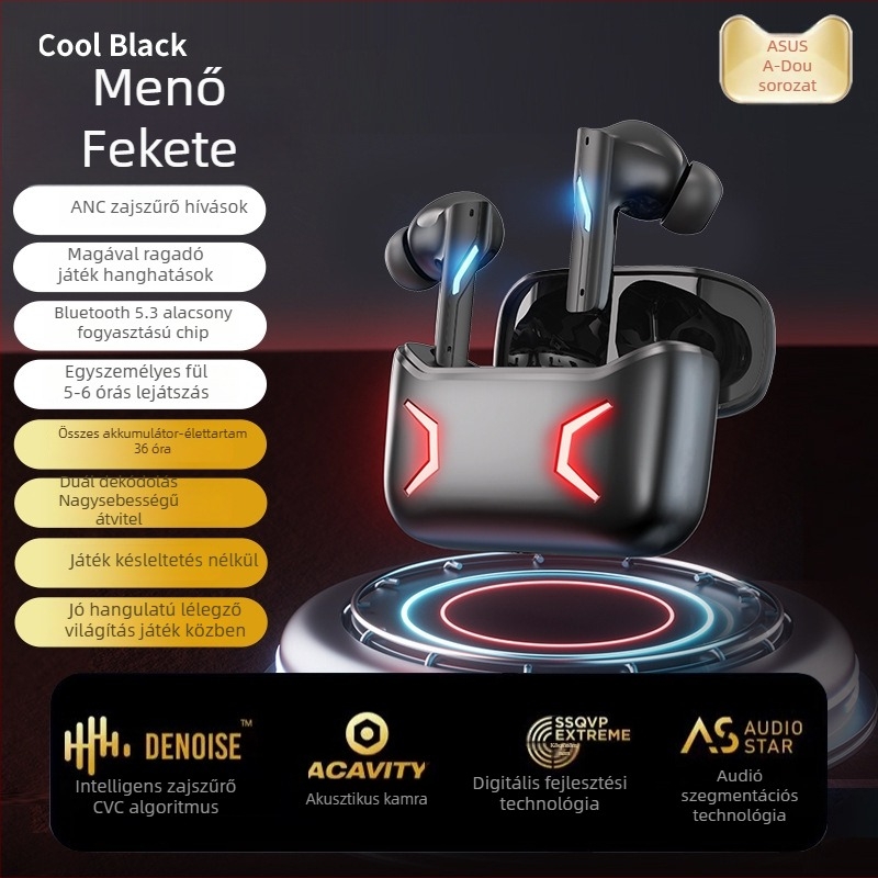 Esport vezeték nélküli in-ear Bluetooth fejhallgató 5.3, zajcsökkentés, 4–8 órás üzemidő, IPX5