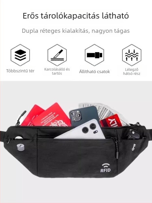 Uniszex sport deréktáska, selyem virágmintás anyagból, mintázat 69850, alkalmas jég- és hó sportokra