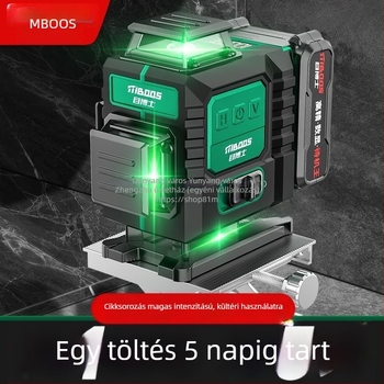 12-soros lézeres vízszintező, önszintező, kültéri használatra, falra szerelhető, infravörös lézer