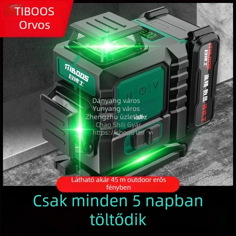 12-soros lézeres vízszintező, önszintező, kültéri használatra, falra szerelhető, infravörös lézer