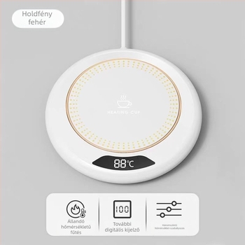 Bögre melegítő alap állítható hőmérséklettel (állandó hőmérséklet, hálózati táplálás, mechanikus vezérlés, automatikus kikapcsolás, kör alakú forma, műanyag ház)